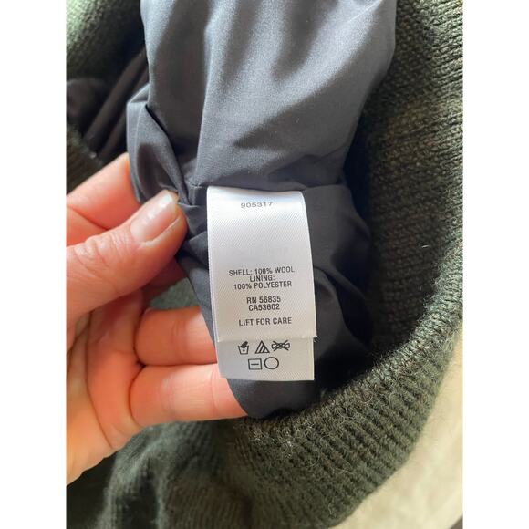 VTG Cabelas Wind Shear Wool Sweater Mens Large tall Green 1/4 Zip Elbow Patches - Picture 5 of 7